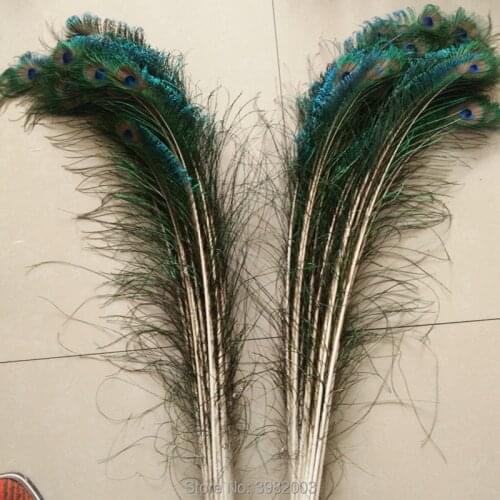 Wholesale Beautiful Rare Peacock Feather Symmetrical Feather 100pcs Long 70-80cm DIY Hat Wedding Celebration Decoration