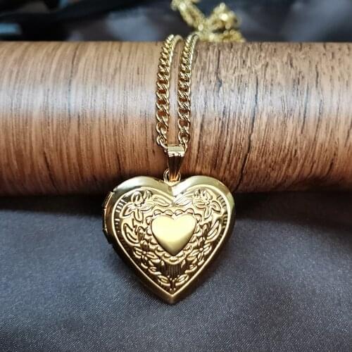 Photo Frame Locket Pendant Necklace Gold Color Heart Allah Cross Shape Choker Collar Necklace For Women Men Jewelry Dropshipping