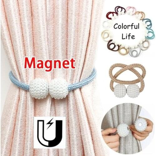 Simple Modern Pearl Magnetic Buckle Tieback Magnet Curtain Buckle Clips Magnetic Curtain Holder Strap Decorative Accessories