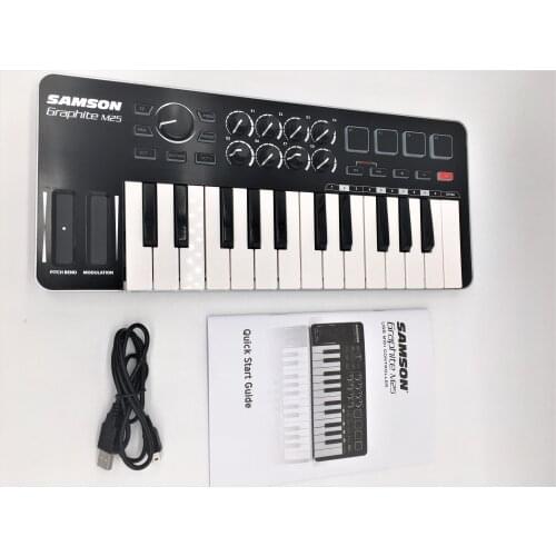 Samson Graphite M25 USB MIDI Keyboard Controller portable 25-key velocity-sensitive mini keyboard with USB cable for performance