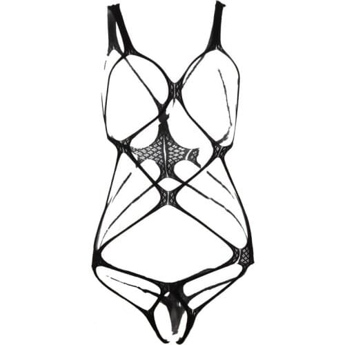 Sexy Teddy Lingerie Hot Hollow Out Mesh Womens Erotic Underwear Transparent Bandage Open Bra Open Crotch Sexy Babydoll Costumes