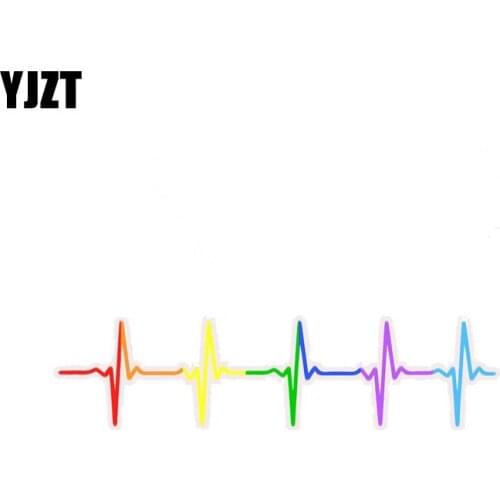 YJZT 15.2CM*3.8CM Creative Heart Beat Gay Reflective Car Sticker PVC Decal 12-0974
