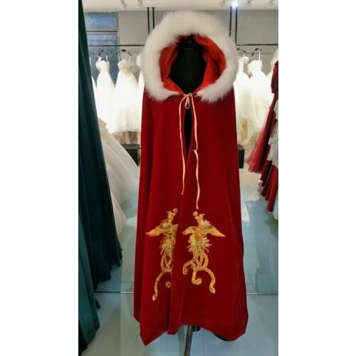 Dark Red Boloros Fancy Wedding Accessories Bridal Wraps with Gold Embroidery Winter Bolero