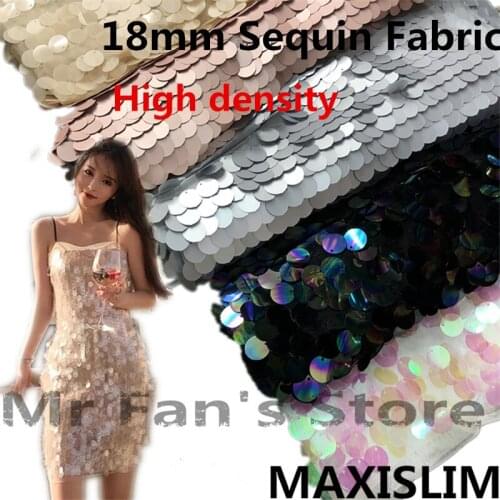 DIY High Density Sequins Fabric 18MM Sequins Fish Scales Mesh Fabric Live Shooting Background Clothing Free shipping 130CM Wide