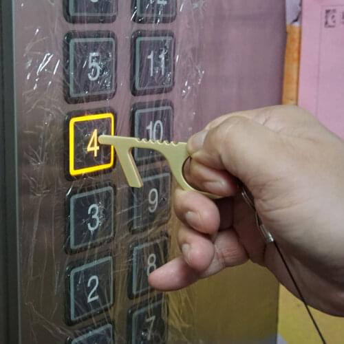 1PC Beer Trigger Touch Screen Key Chains Open Door Touch Key Press Elevator Tool Non-contact Trinket Key Rings No-Touch