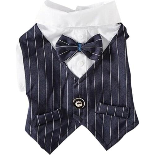 1 PC Gentleman Dog And Cat Formal Shirt Suit Wedding Formal Shirt For Small Dogs Bowtie Tuxedo Pets Outfit Newest