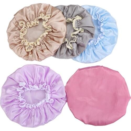 1PCs Shower Cap Elastic Bath Hat Reusable Waterproof Thick Women Shower Caps Bathing Hair Cover Hair Styling Bathroom Products