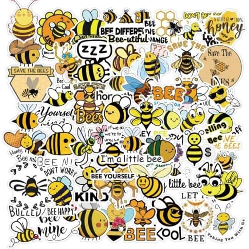 10/30/50PCS Motivational Bee Cartoon Doodle Childrens Toy Personalized Luggage Laptop Waterproof Sticker Wholesale