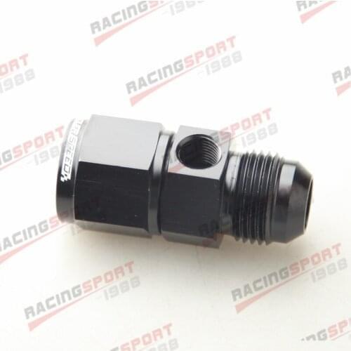 10AN Male To AN10 Female With 1/8" NPT Gauge Port Adapter Black