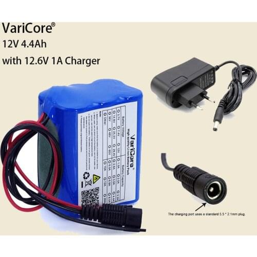 12V 4.4 Ah 4400mAh 18650 Rechargeable battery with BMS Lithium Battery pack Protection Board + 12.6V 1A Charger