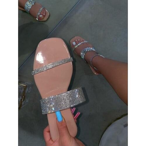 2021 Summer Sandals Fashion Rhinestone Open Toe Womens Shoes Outdoor Casual Comfortable Slippers Plus Size 43
