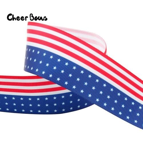 5yards Grosgrian Ribbon 38mm Flag Thermal Transfer Printed Ribbon DIY Hair Bow Accessories Festival Party Decorative Tape