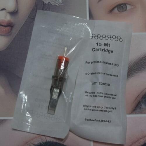 50/100 Pcs Tattoo Needle Cartridge Tattoo Needles15M1 Disposable Sterilized Safety Tattoo Needle for Cartridge Machines Grips