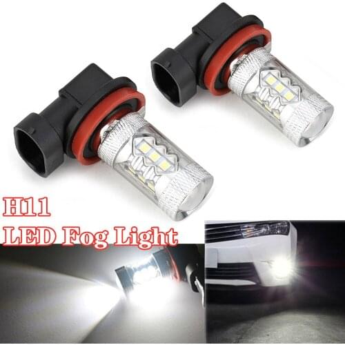 80W Daytime Running Lights LED Fog Light Headlight Bulb H8/H9/H11 6500K Globe Bulb Projector Head Light DRL Replacement