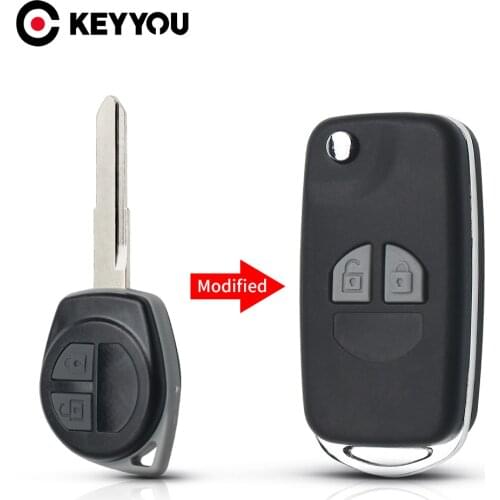 KEYYOU 2 Button Modified Flip Folding Car Remote Key Case Shell For Suzuki SX4 Swift Grand Vitara Key Fob Cover + Button Pad