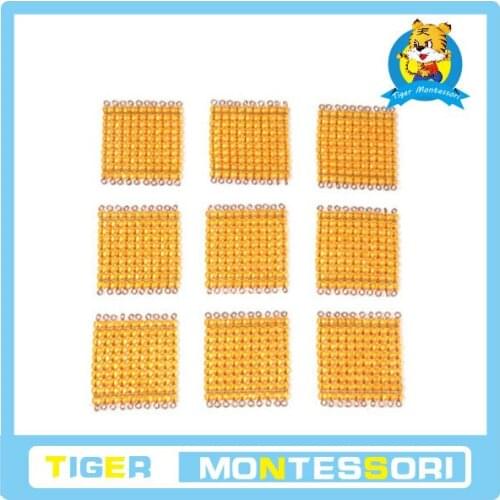 Professional montessori material wooden educational toy mathematics 9 Golden Bead Hundred Squares