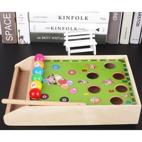 Children Wooden Fun Billiard Game Toys Color Matching Cognitive Parent-child Interactive Toy for Kids Baby