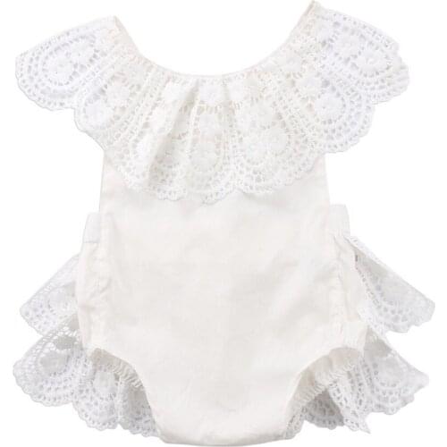Newborn Infant Baby Girls Lace Flower Sleeveless Romper Outfits Sun Suit Clothes