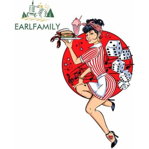 EARLFAMILY 13cm x 8.7cm for Bar Girl Music Dice Waterproof Decal RV Decoration Occlusion Scratch Car Stickers Bumper Car Styling