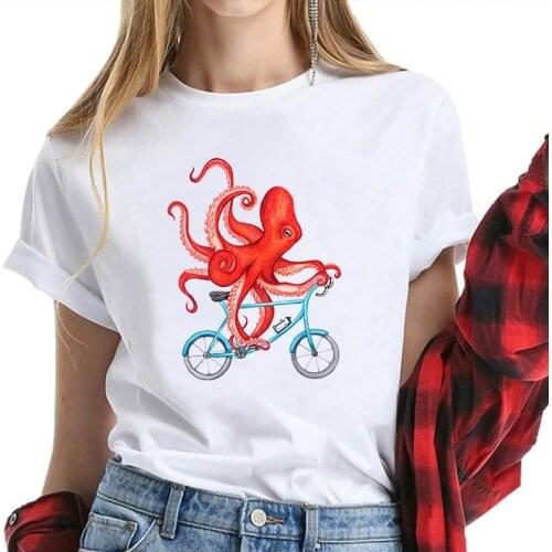 100% Cotton Funny Octopus Print Short-sleeved T-shirt Mens Half-sleeved Summer Casual Oversized T-shirt For Men And Women S-4XL