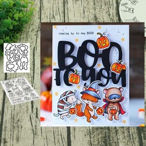 Halloween animal party Metal Cutting Dies and clear stamps for DIY Scrapbooking Card Making Decoration Supplies