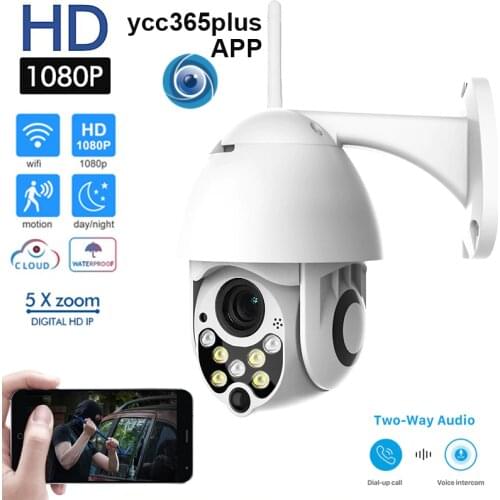 US EU Plug WIFI Camera Outdoor PTZ IP Camera H.265+ 1080p Speed Dome CCTV Security Cameras IP Camera WIFI Exterior 2MP IR Home