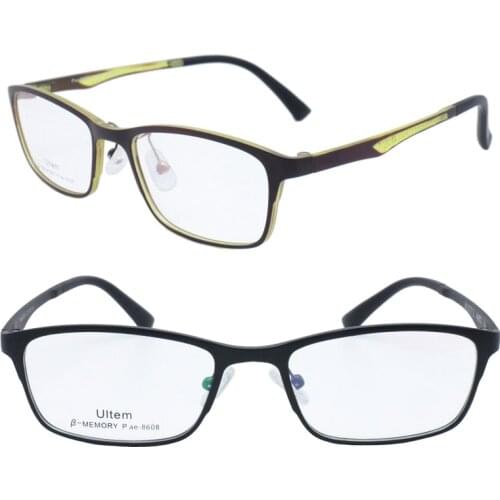 Classic 8608 rectangle full-rim ultra lightweight durable ULTEM with adustable silicone nose pads prescription glasses for men