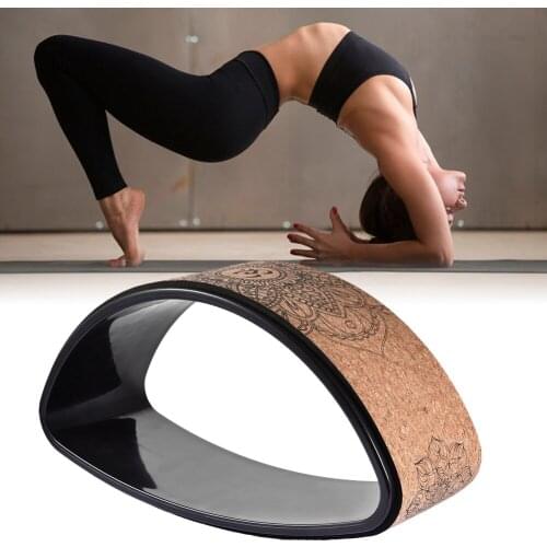 Yoga Wheel Bent Back Stretch Natural Cork Solid Fitness Wheel Pilates Ring Sturdy Wheel Yoga Training For Home Gym