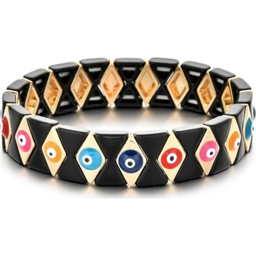 Colorful Enamel Evil Eye Beaded Bracelet Adjustable Jewelry For Women Men Bracelets Pulseras Mujer Handmade Armband