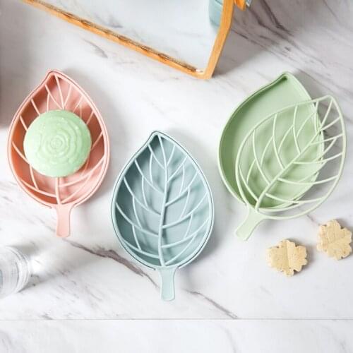Creative Hollow Leaf Shape Double Layer Design Soap Box Plastic Bathroom Large Drain Handmade Soap Rack