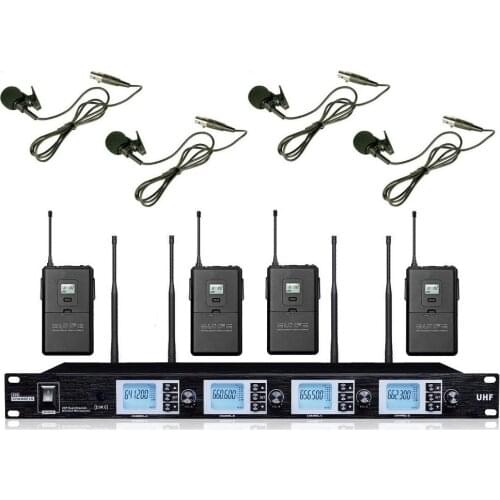 Bolymic vocal microphone lapel uhf 4 Channel lavalier church singer wireless Microphone professional
