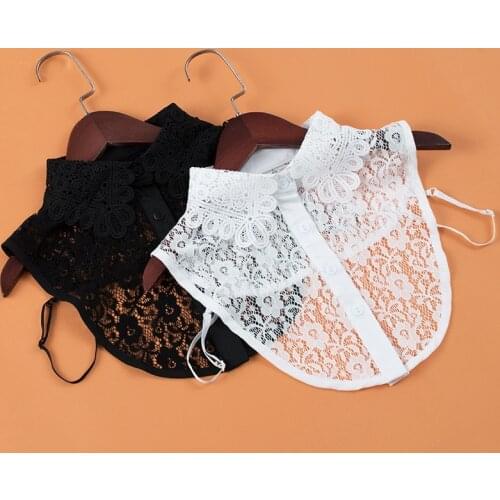 Fashion Flower Embroidery False Collar Women Shirt Fake Collar Tie Vintage Detachable Collar Lapel Blouse Top Ladies Nep Kraagie
