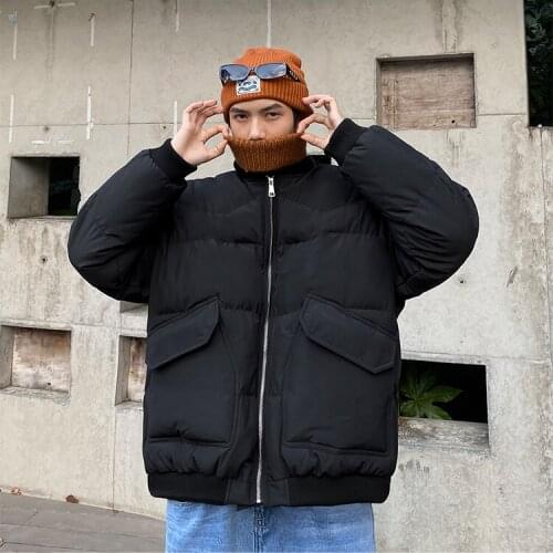 Male Harajuku Jackets and Coats 5Xl Men Khaki Korean Bubble Coat 2021 Mens Stand-Up Collar Winter Puffer Jacket