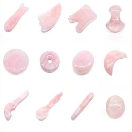 Natural Rose Quartz Jade Scraping Board Neck Head Massage Relaxation Health Care Tools Scraping Board Face Massager Wholesale