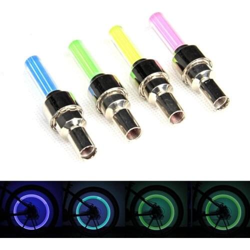 Wholesale 100pcs/lot 4 Colors Choice Bicycle Light Car Wheel Tire Valve Cap Spoke Neon Flash LED Light Lamp With Batteries