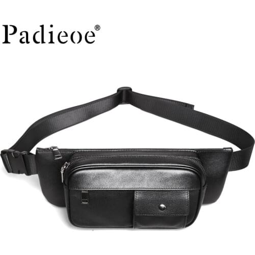 Padieoe men sling bag chest bag shoulder crossbody bags satchel genuine leather bag fashion