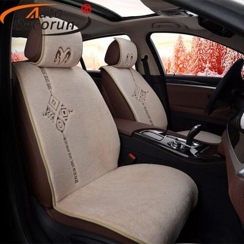 AutoDecorun Luxury Wool Car Seat Cushion 5 Seats Complete Universal Fit Winter Car Seats Supports Protection Accessories Styling