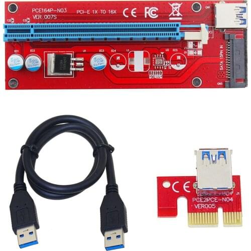VER007S 0.6M PCI-E 1X to 16X Mini Pcie Riser Card Extender PCI Express Adapter With USB 3.0 Data Cable 15Pin SATA Power Supply