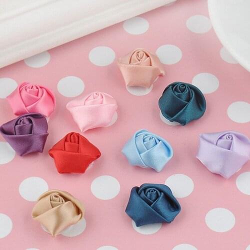 100 pcs/lot ) 20MM MIX COLOR satin rolled rosette rose handmade flower for hair ornaments,garments DIY accessory fc009