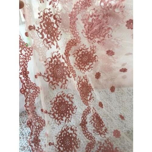 Gray-Pink Mesh Cotton Embroidery Clothing Lace Accessories Wide Lace 60cm Wide
