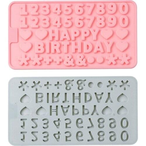 Silicone Chocolate Mold Happy Birthday Chocolate Baking Tools Non-stick Silicone Cake Mold Jelly Candy Mold DIY Baking Tools