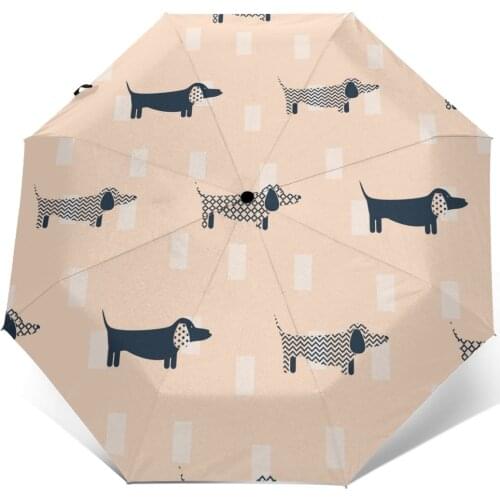 Dachshund Dog Scandinavian Pattern Windproof Automatic Folding Inverted Umbrella Portable Paraguas for Man Woman
