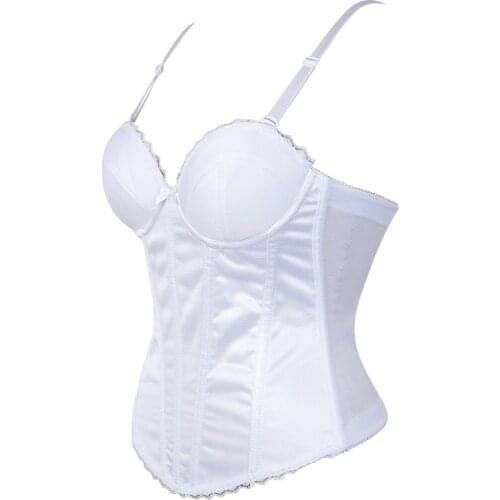 Sexy Straps Halter Overbust Corset Lingerie Top Wedding Black/White Cotton with Cup Body shaper Hot Corset Bustier Underwear