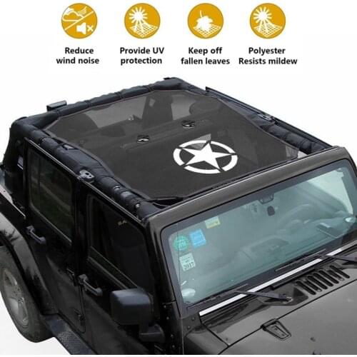 Sunshade Sunscreen For Jeep Wrangler Durable Polyester Mesh Shade Top Cover Provides UV Sun Protection for your 2-Door 4-Door JK