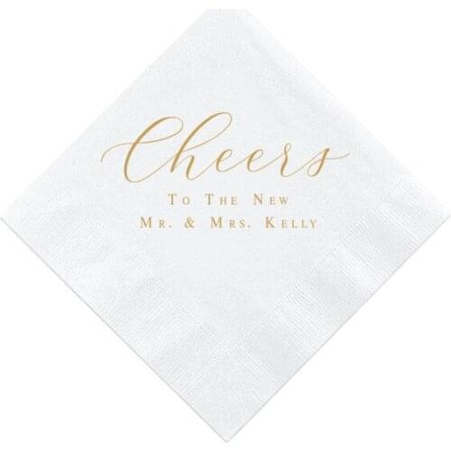 Cheers - Custom Wedding Napkins | Rehearsal Dinner | Engagement Party | Custom Bar Napkins | Personalised Wedding Napkins
