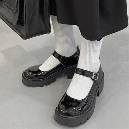 Women High Heels Lolita Shoes Ladies Pumps Spring Fashion Patent Leather Single Shoes Platform College Student Mary Jane Shoes