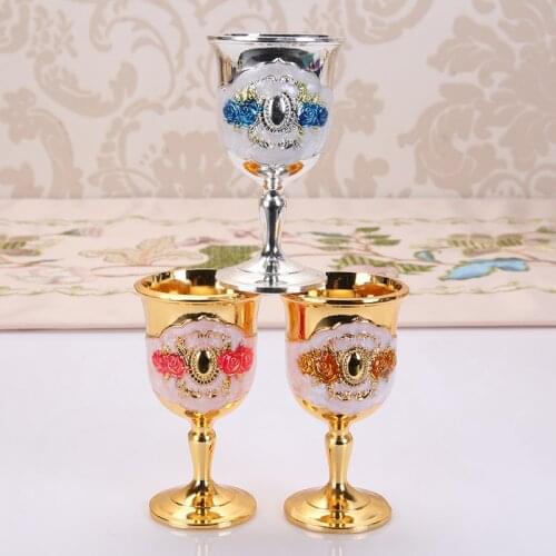 Wine Glass Shot Metal Glass 20ml to 50ml Retro Creative Small Liquor Cup Gold European Style High Grade Dining Bar Barware Gifts