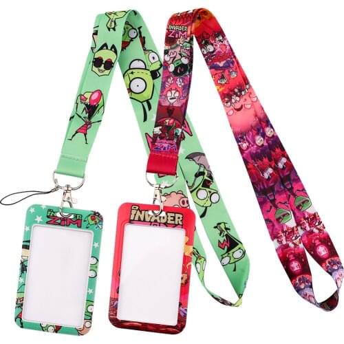 YL123 Anime Alien Lanyard Credit Card ID Badge Holder Key Ring Bag Student woman Travel Bank Bus Business Card Cover Keychain