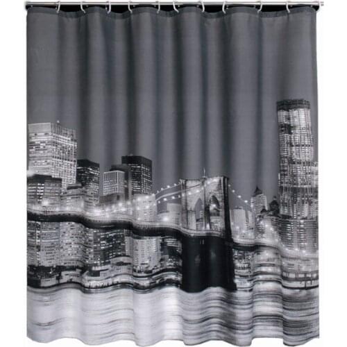 Shower Curtains Bathroom Polyester Fabric Brooklyn Bridge night scene Waterproof Bath Curtains cortinas para banheiro ducha