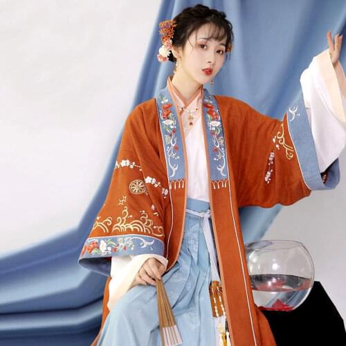 Adult Hanfu Female Spring and Summer 2021 Skirt with Embroidered Skirt and Long Shirt, Improved Chinese Style